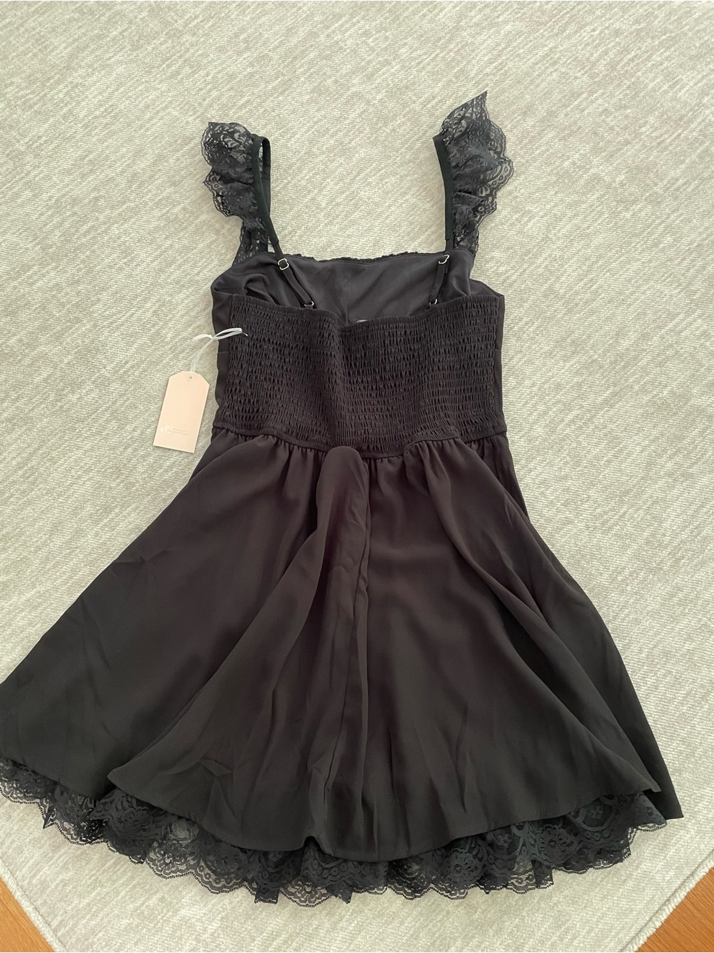 Black Lace-Trim Mini Dress - Picture 2 of 3